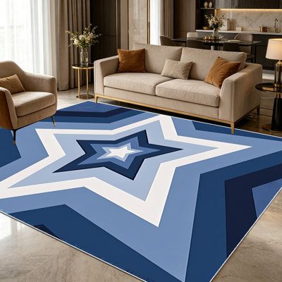 Tapis 1pc bleu à motif d'étoiles dégradé pour le salon, doux et confortable, convient à toutes les saisons, facile à entretenir, tapis de sol intérieur lavable à la machine, sous la table de ferme convenant à la salle à manger, à la chambre à coucher, au vestibule, au bureau personnel, au patio,