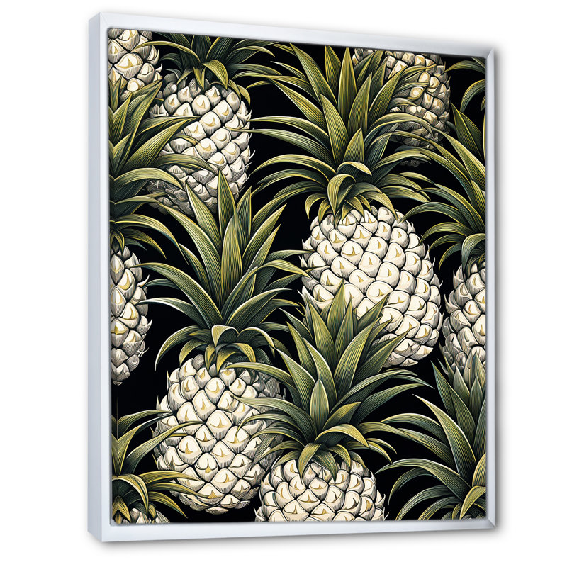 «Sweet Pinapple», reproduction sur toile, Cadre flottant blanc, H 32 po x l 16 po x P 1 po
