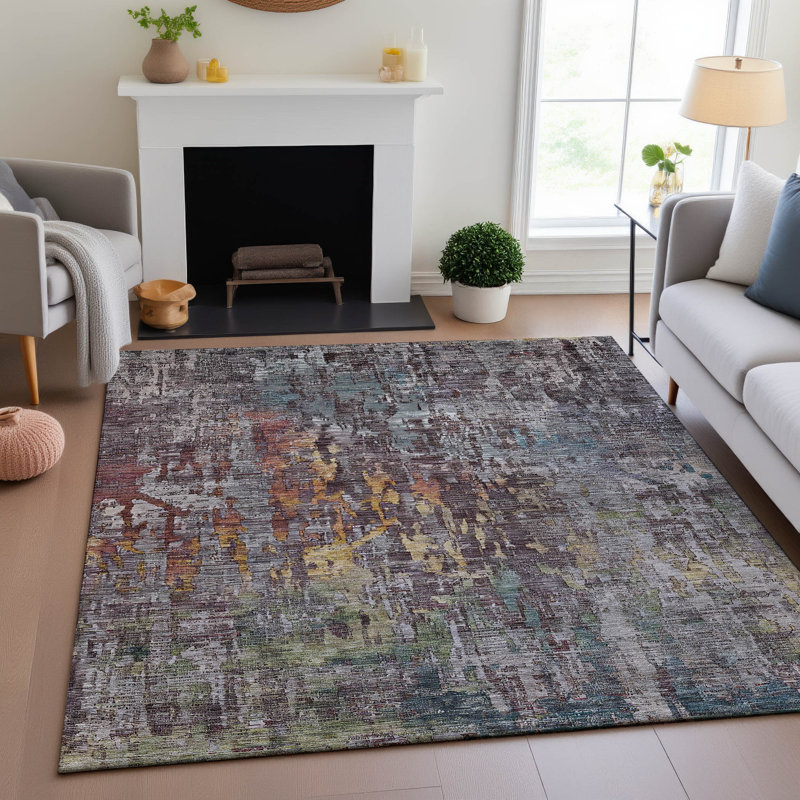 Tapis moderne de qualité supérieure lavable à la machine AMF1237 Kelton, Rectangle 10 pi x 14 pi