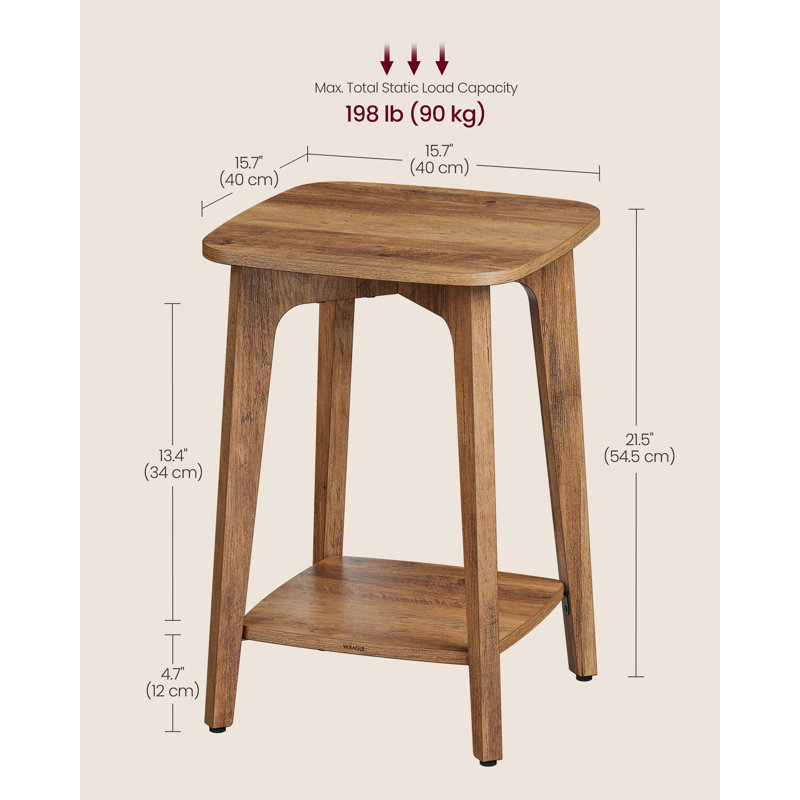 Square End Table, Honey Brown