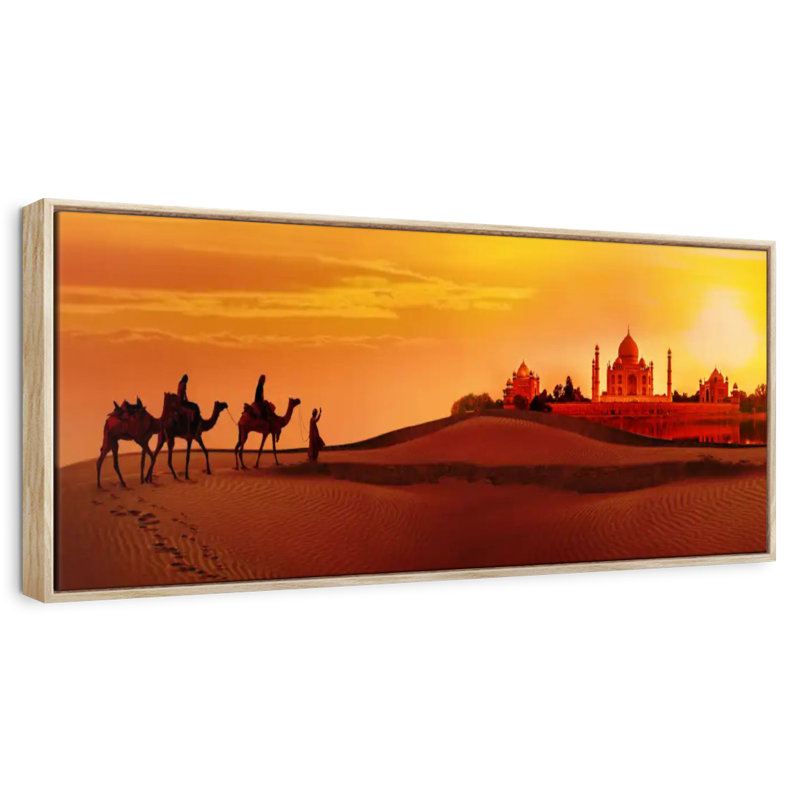 Taj Mahal gens du voyage, Cadre flottant en bois naturel, 28 po x 10 po