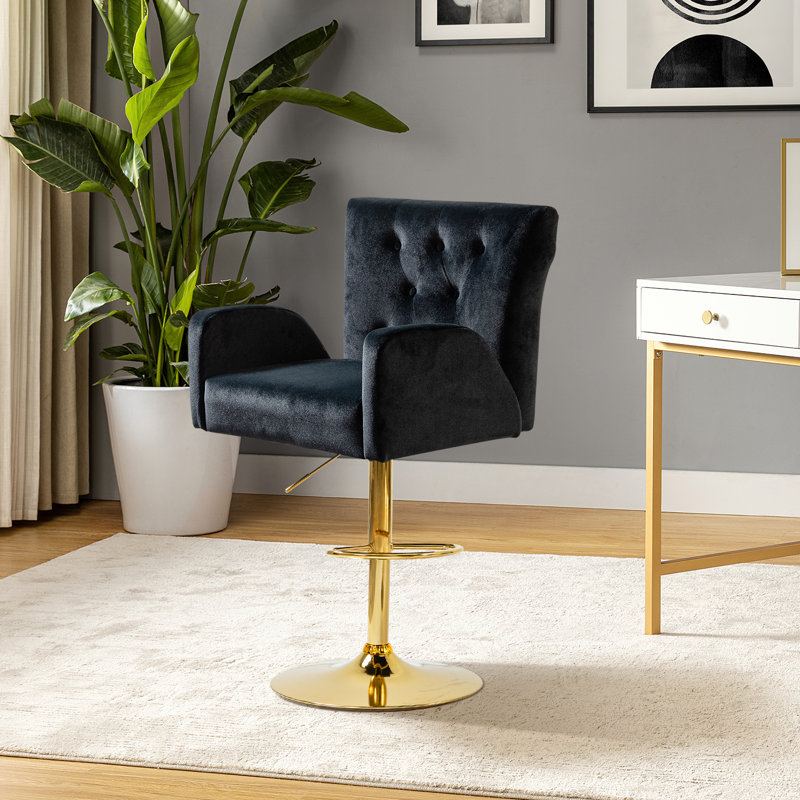 Rhett Swivel Upholstered Adjustable Height Counter Stool, Black