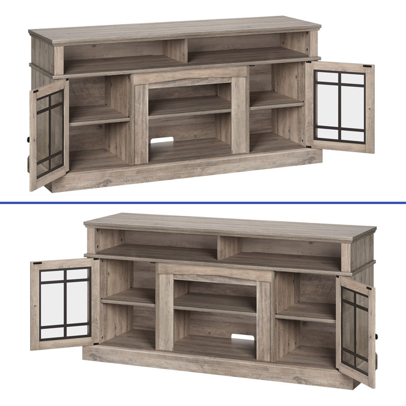 Dilpreet 65'' Media Center with LED Strip, Gray Wood