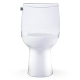 TOTO Ultramax One-Piece Elongated 1.28 GPF WASHLET+ and Auto Flush Ready Universal Height Toilet with CEFIONTECT, Cotton White - CST608CEFGAT40#01