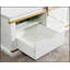 Console de style rustique blanc antique avec accents dorés, rangement spacieux et tablette pour l'élégance du salon