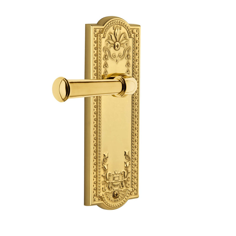 Grandeur Parthenon Plate Privacy with Georgetown Lever, Polished Brass, 2 3/4"