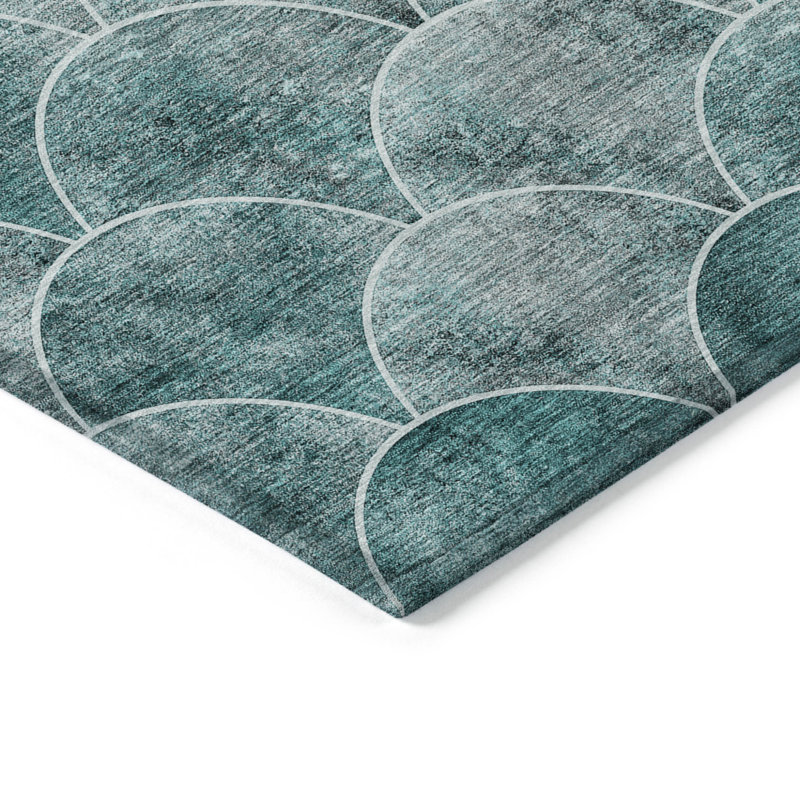 Tapis extérieur lavable abstrait bleu sarcelle 5 pi x 8 pi bleu turquoise et gris