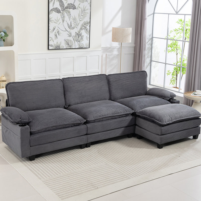 Latitude Run® Corduroy Fabric Sofa,Modular Sectional Cloud Couch With ...