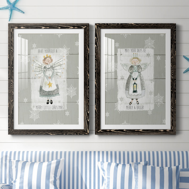 «Merry Little Christmas», ensemble de 2 reproductions d'art, H 31,5 po x l 47 po x P 1,5 po, Blanc