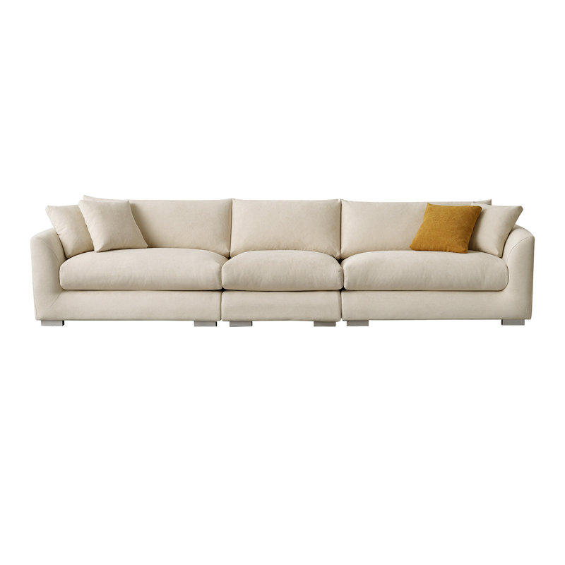 Canapé modulaire à accoudoirs évasés Dekayla, Microfibre / microsuède blanc