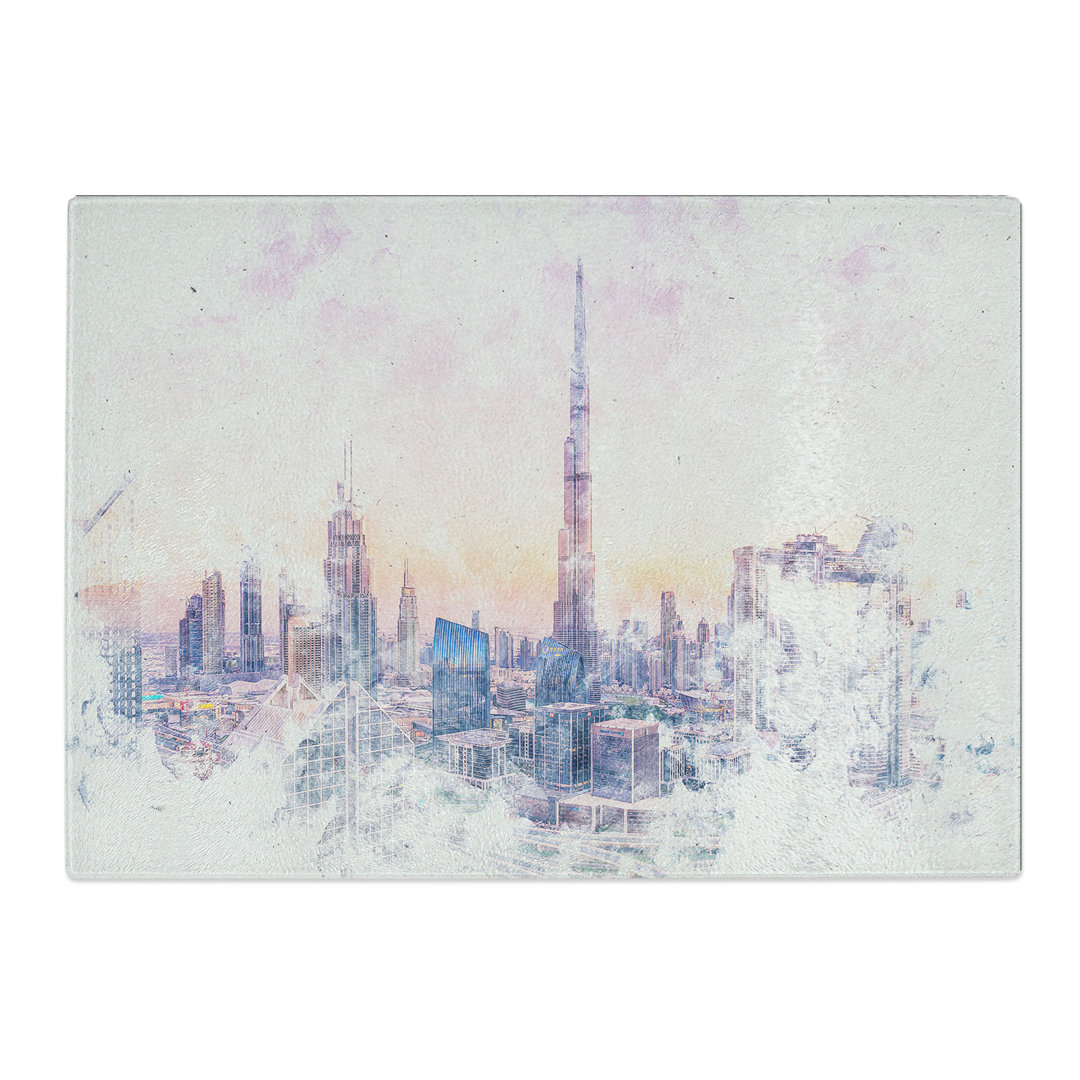 Tempered Glass Dubai Skyline Chopping Board