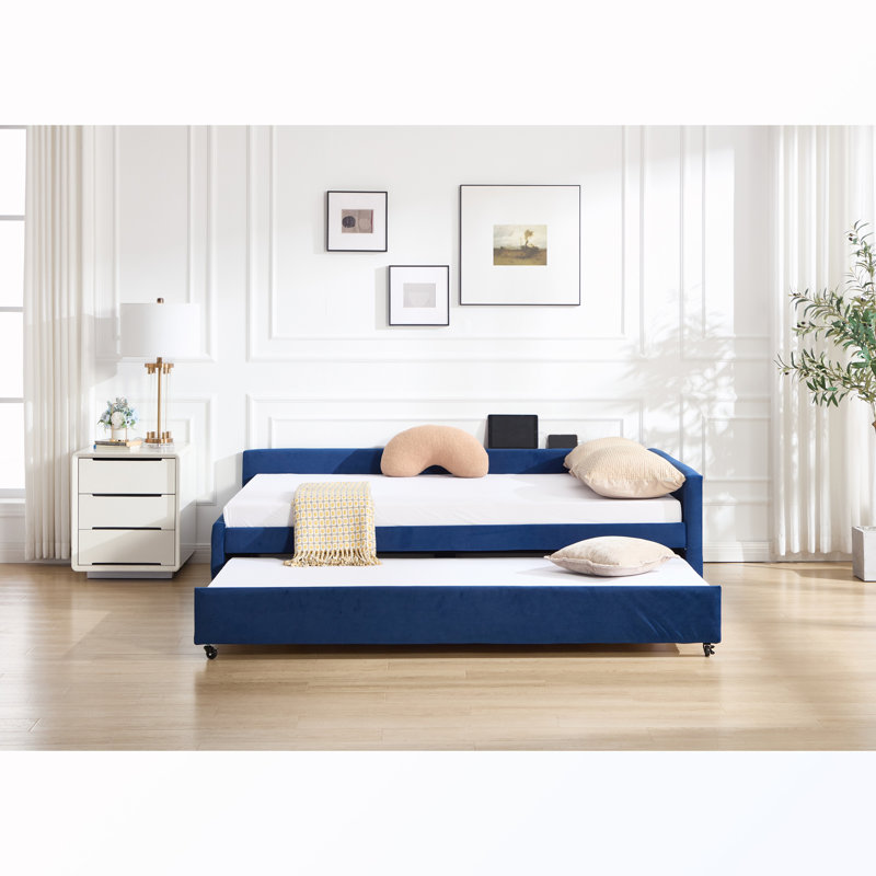 Lit de jour simple rembourré avec couchette, Navy