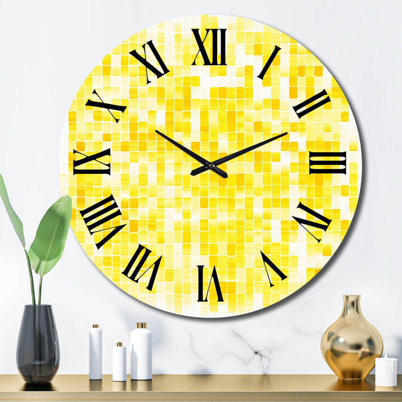 Horloge murale jaune en métal I, Grand
