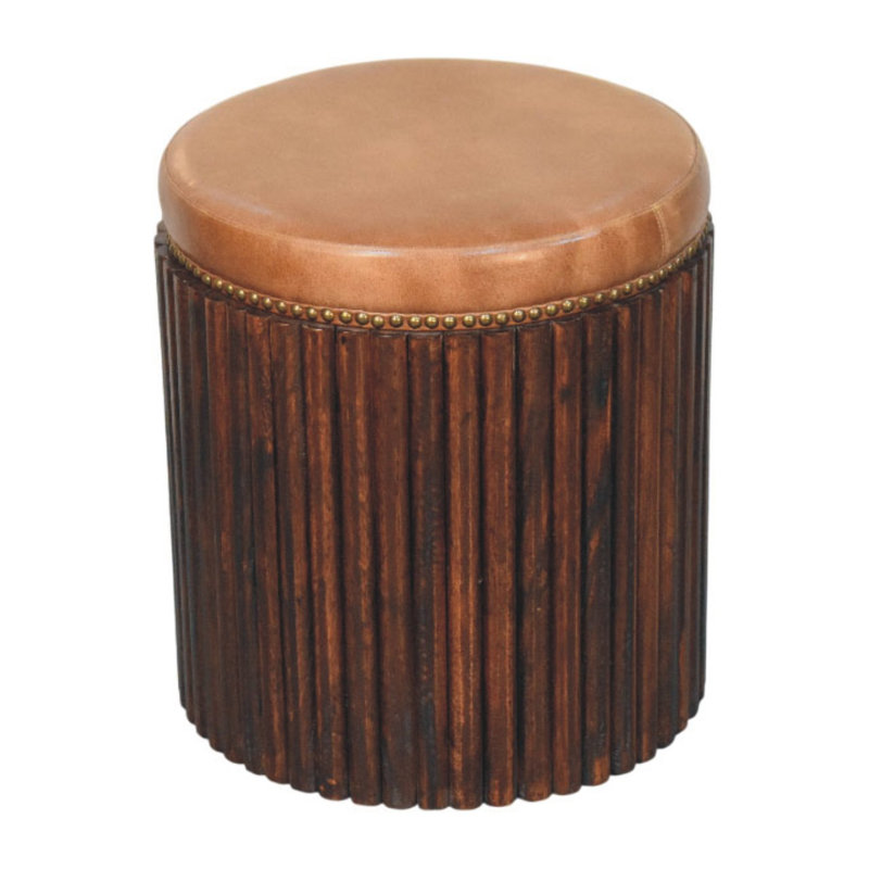 Tabouret d'appoint en cuir côtelé