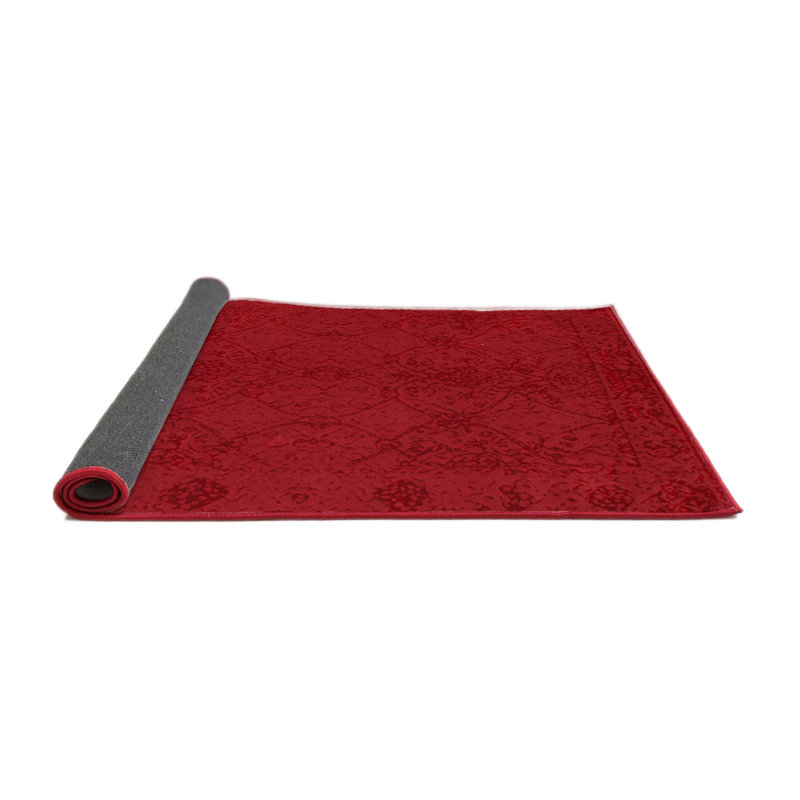 Tapis de zone rouge contemporaine, Rond 8 pi