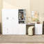 Armoire multifonctionnelle avec bureau pliable convertible, tiroirs de rangement, tablettes et tringle-981388410
