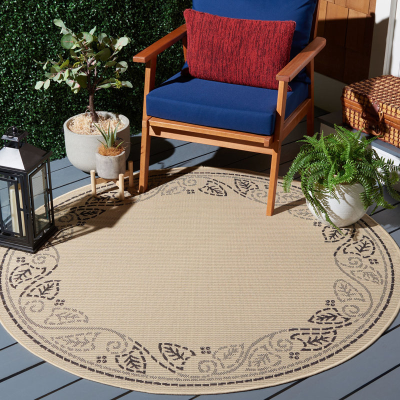 Herefordshire Performance Floral Indoor/Outdoor Area Rug, Round 5'3"