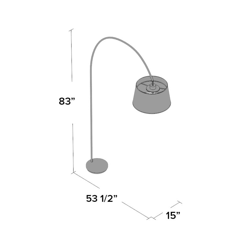 Lampe sur pied arquée 83 po Keanna, Acier satiné avec abat-jour en lin