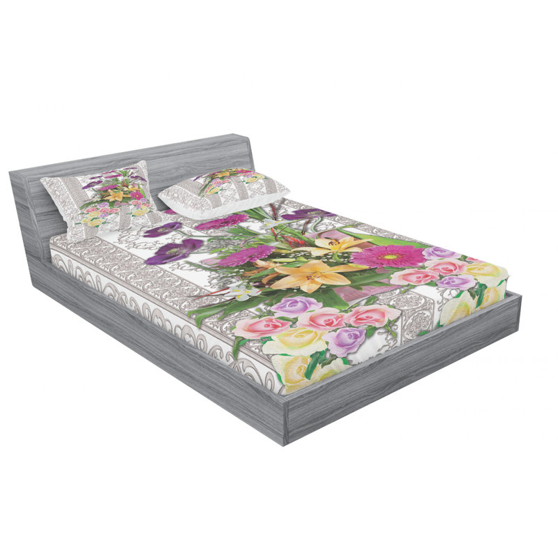 Microfiber Damask Sheet Set, Full Sheet Set + Fitted Sheet + 2 Pillowcases