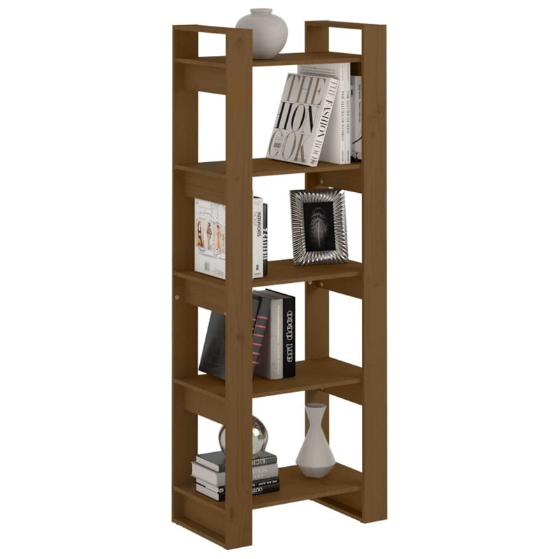 Ghala 160cm H Solid Wood Etagere Bookcase, 160cm H x 60cm W x 35cm D, Brown