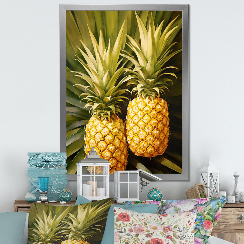 Pinapple Golden Grove III sur toile, Cadre photo argenté, H 32 po x l 24 po x P 1 po