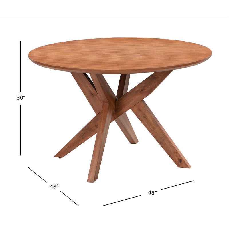 Anniqua Round Solid Wood Dining Table, Walnut