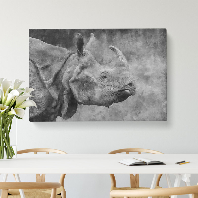 A Rhino - Wrapped Canvas Graphic Art, 40cm H x 60cm W x 3cm D