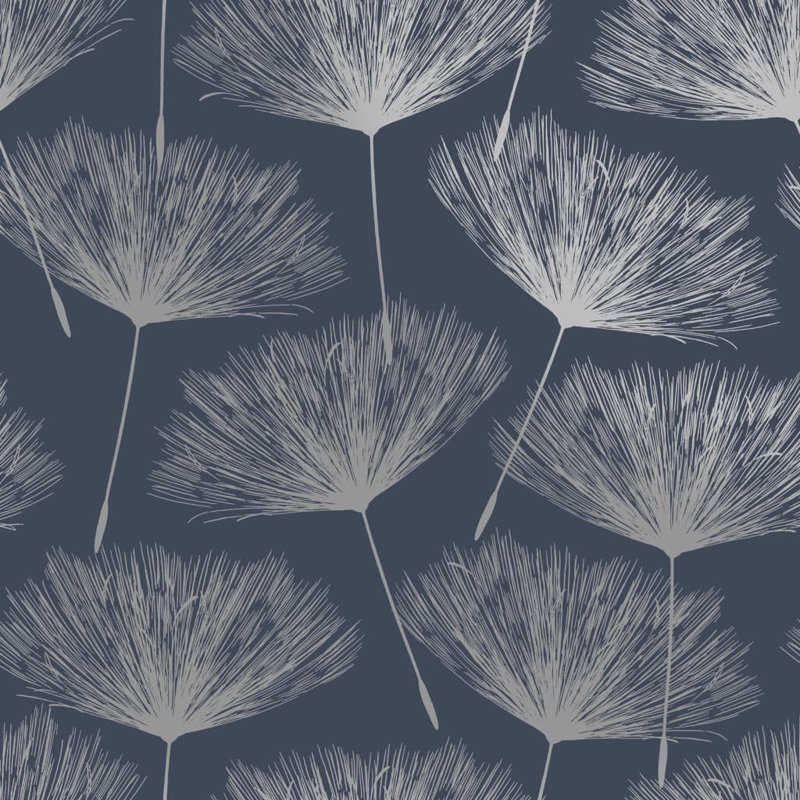 Dutch Wallcoverings Wallpaper Fleur, Navy Blue/Grey