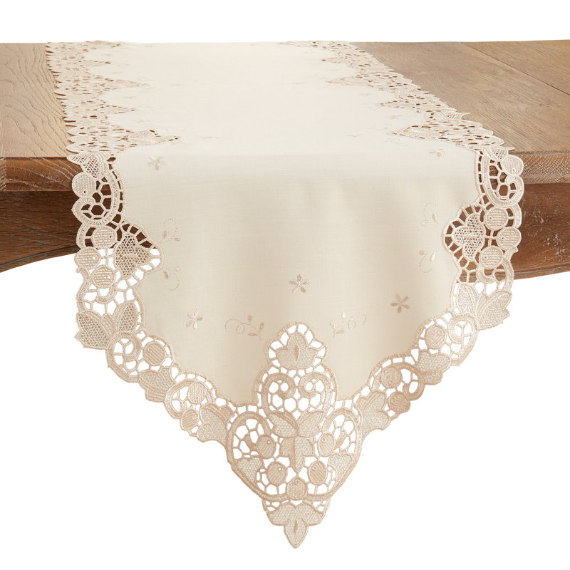 Runner_Lace Design Dining Table Runner, Ecru