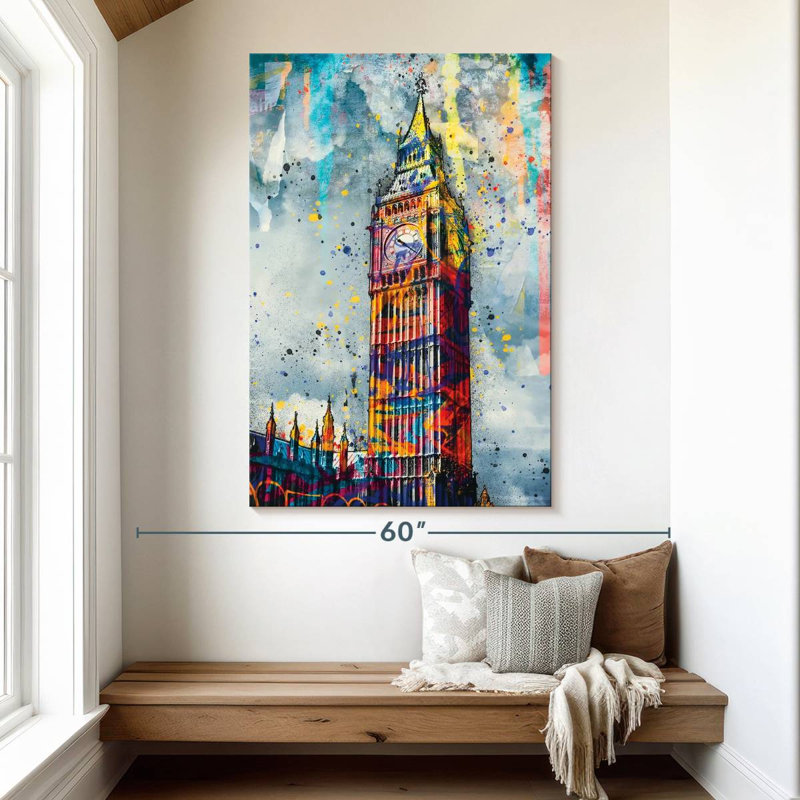 Aime Big Ben Paint Splash, 51" H x 34" W