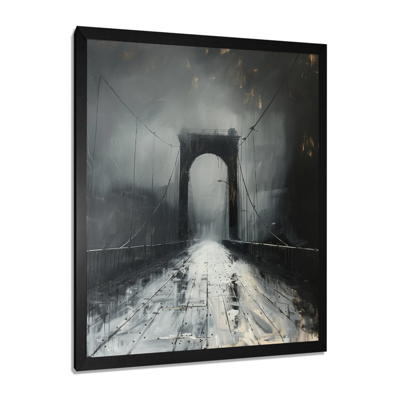 Impression sur toile grise et blanche monochromes, H 20 po x l 12 po x P 1 po, Toile encadrée noire simple