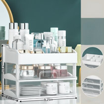 Storage Organiser with 6 Compartments 'Home', white 30x30x10 cm MAKEUP  Drawer Underwear Organizer White