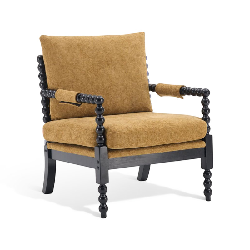 Arteta Upholstered Chenille Armchair, Gold/Black