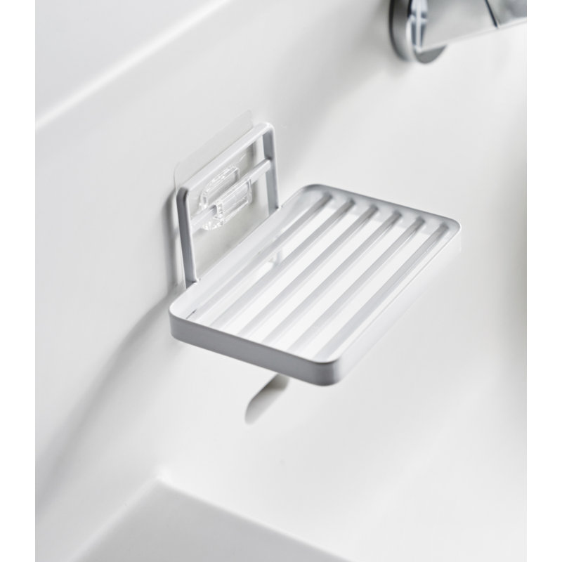 White Stainless Steel Self-Adhesive Soap Tray
