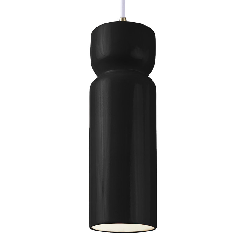 Luminaire suspendu sablier 1 lumière Ashford, Laiton antique, Noir brillant