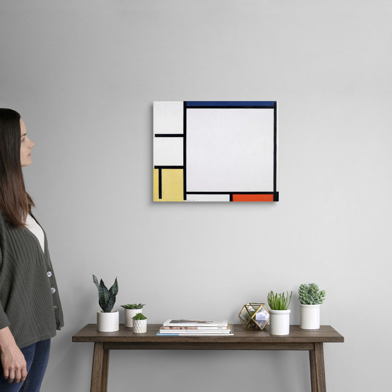 Composition avec bleu, rouge, jaune et noir de Piet Mondrian-reproduction d’art sur toile, H 16 po x l 20 po x P 1,25 po