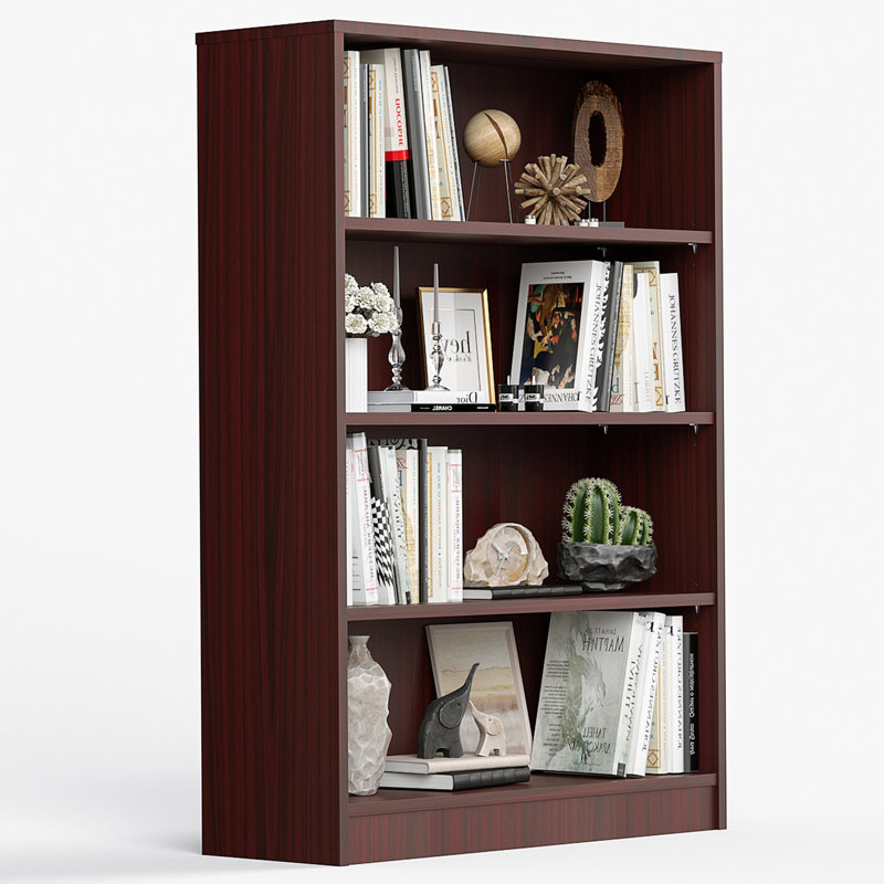 Bibliothèque pour bibliothèque de bureau à 4 tablettes de 48 pouces de hauteur pour bibliothèque de salon moderne à 4 niveaux
