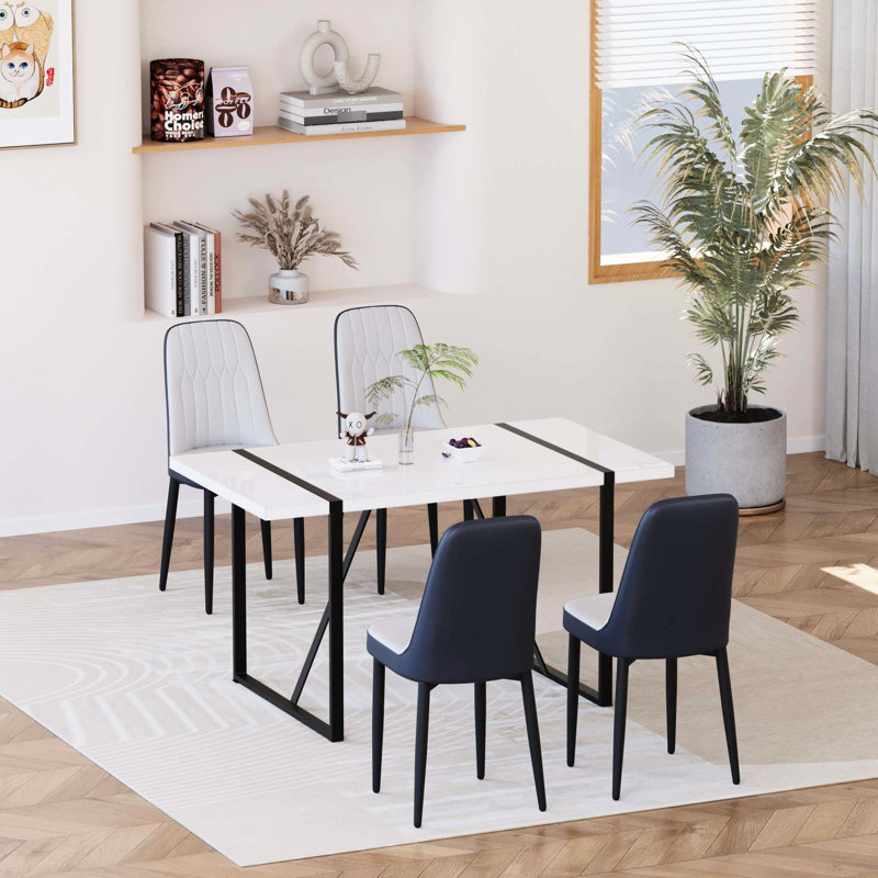 Table de salle à manger pour 55 personnes Mid Century, Bleu/blanc