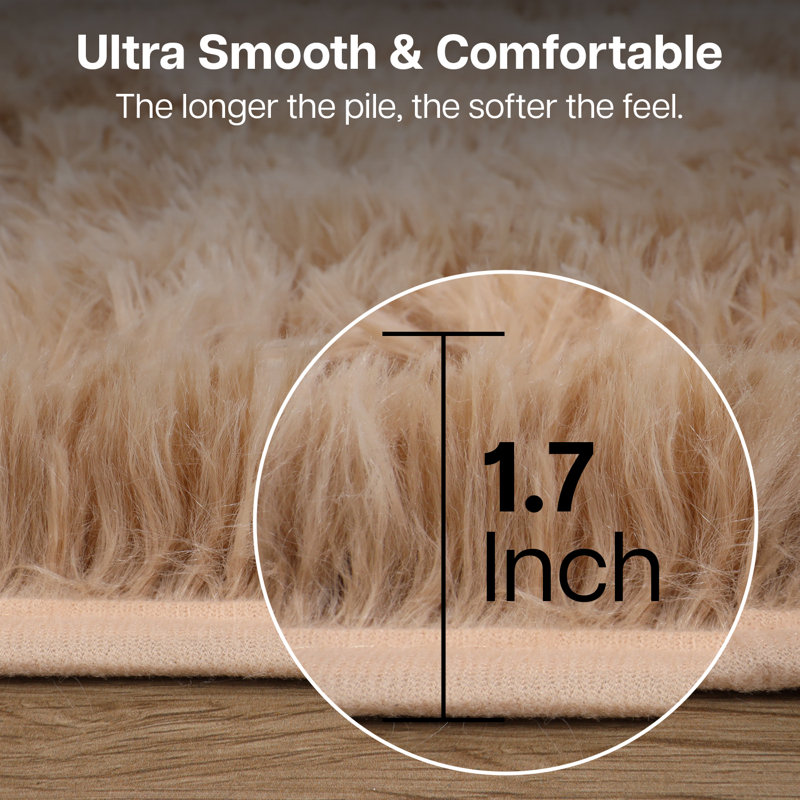 Aspire Homeware Beige Shaggy Area Rug Soft Modern Indoor Carpet, Rectangle 160cm Width X 230cm Length