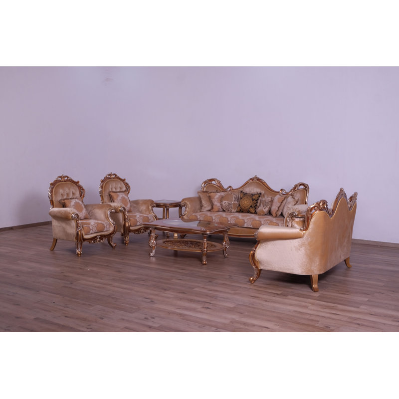3 Piece New Tiziano Sofa Set, Dark Beige/Light Brown