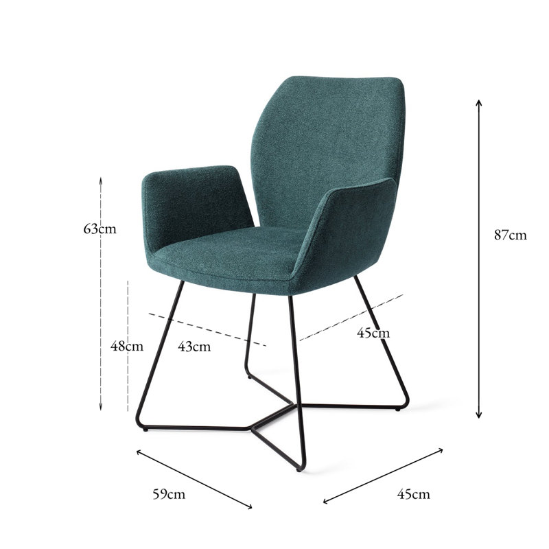Azuolas 47.5cm H Polyester Upholstered Metal Armchair, Black, Green