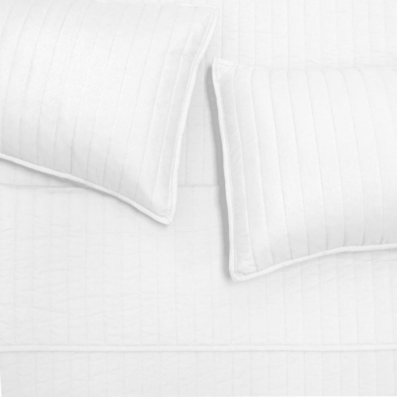 White Full Vertical Stripes 3-Piece Quilt Set