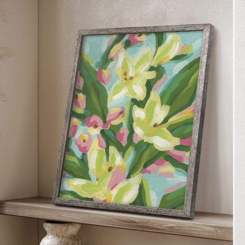 Floral Vibration I, reproduction encadrée - bois massif, H 21 po x l 17 po