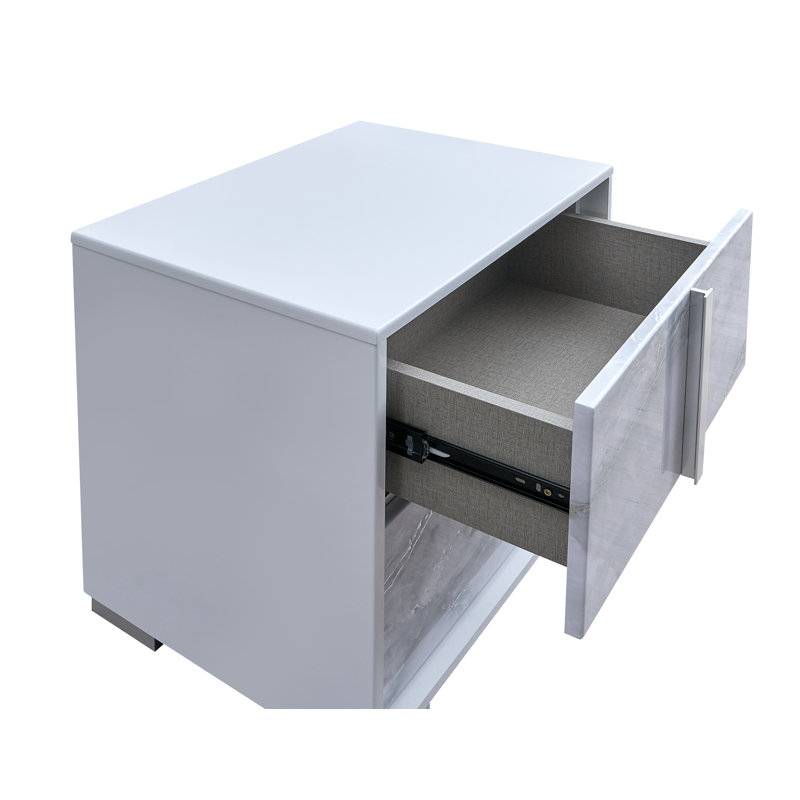 Lunigiana White 2 Drawer Nightstand