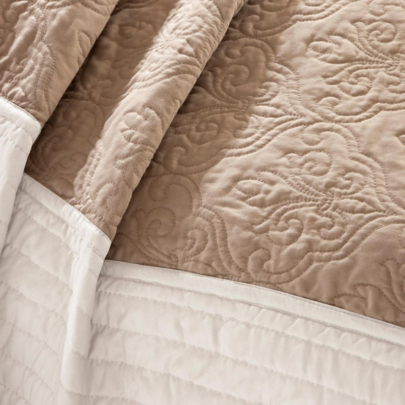 Ensemble de courtepointe en coton 7 pièces, Courtepointe double + 6 pièces supplémentaires, Beige
