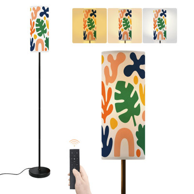 Lampe sur pied minimaliste aux formes botaniques abstraites et organiques colorées, à intensité variable, avec télécommande et interrupteur au pied. Abat-jour haut, idéal pour le salon, la chambre à coucher ou le bureau.