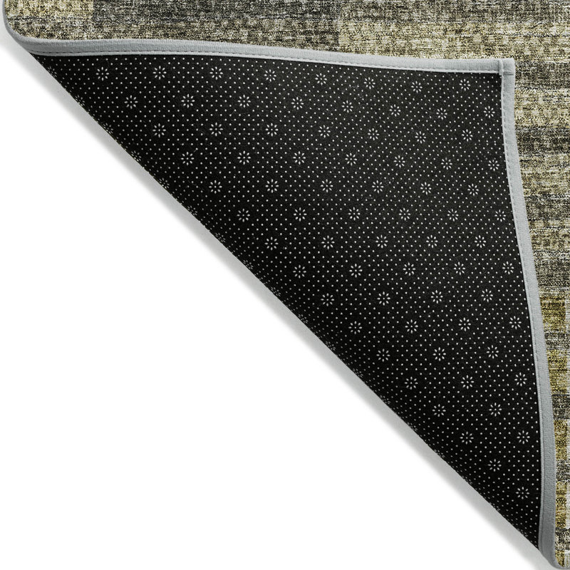 3' X 5' Brown Gold Striped Washable Indoor Outdoor Area Rug