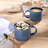 12 OZ Stackable Coffee Mugs, Ceramic Coffee Mugs with Texture Patterns for Man,Woman