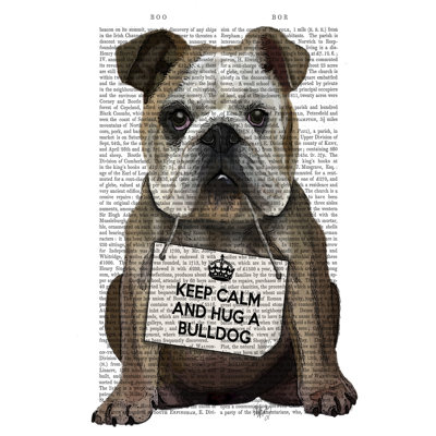 Hug a Bulldog 1 Piece Wrapped Canvas Painting