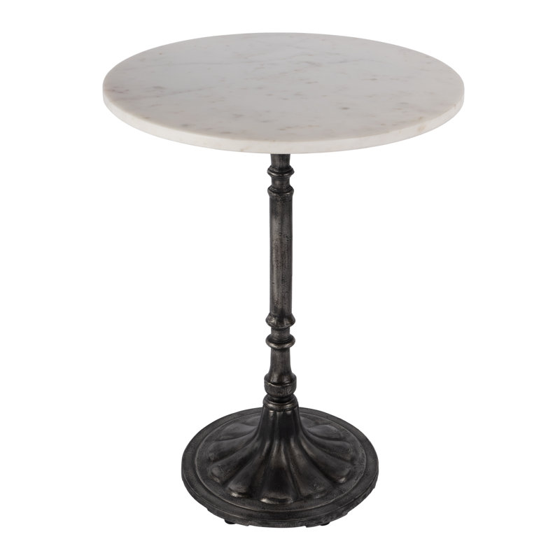 Ellesyn 24" Round Marble And Iron Dining Table